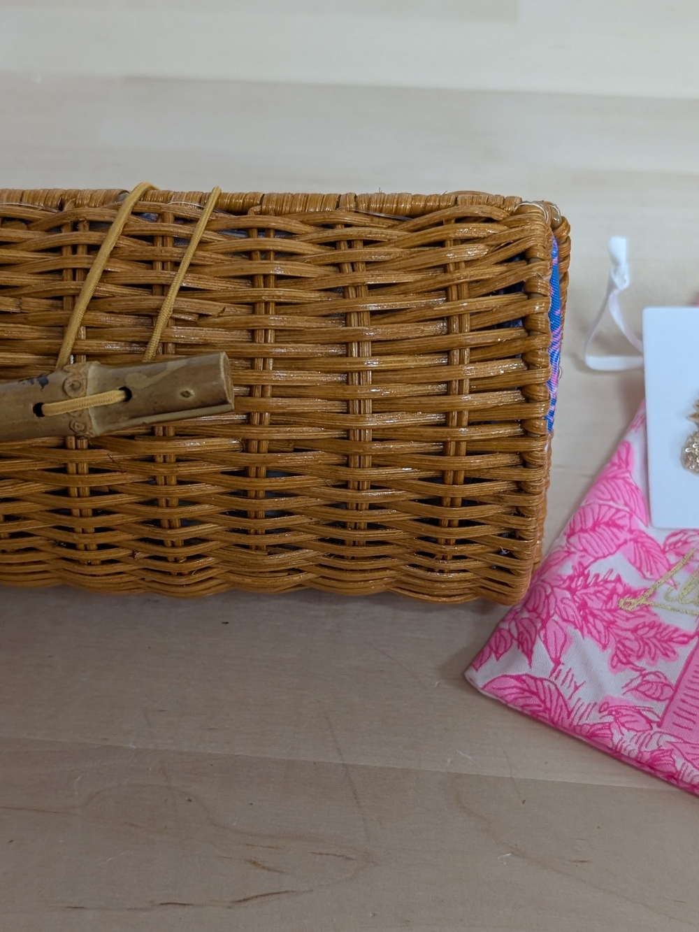 Lilly Pulitzer Wicker Clutch And Pineapple Earrings - Picture 3 of 5